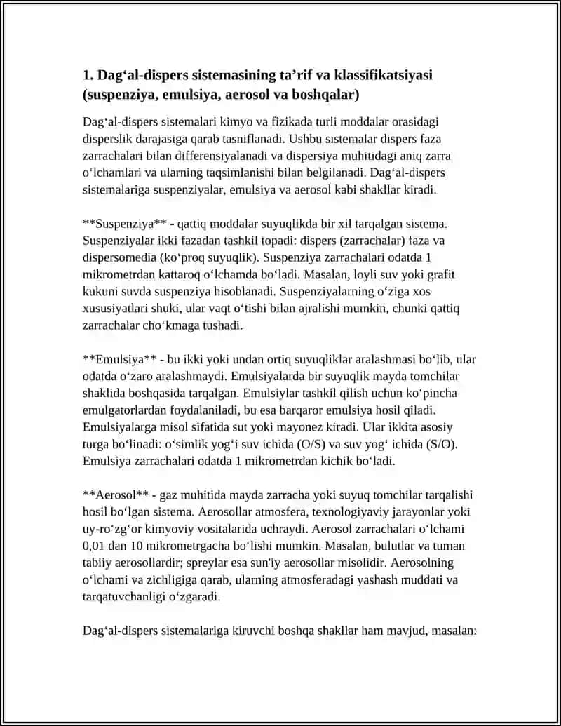 DAGʻAL-DISPERS SISTEMALARNING XOSSALARI VA ULARNI TIBBIYOT HAMDA FARMAKOLOGIYADA ISHLATILISHI 3