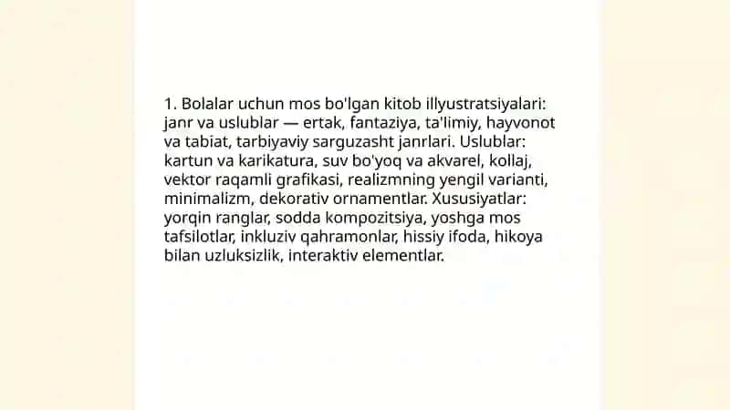 Tasviriy sanat turlari va janrlardagi bolalar uchun mos bõlgan asarlar 3