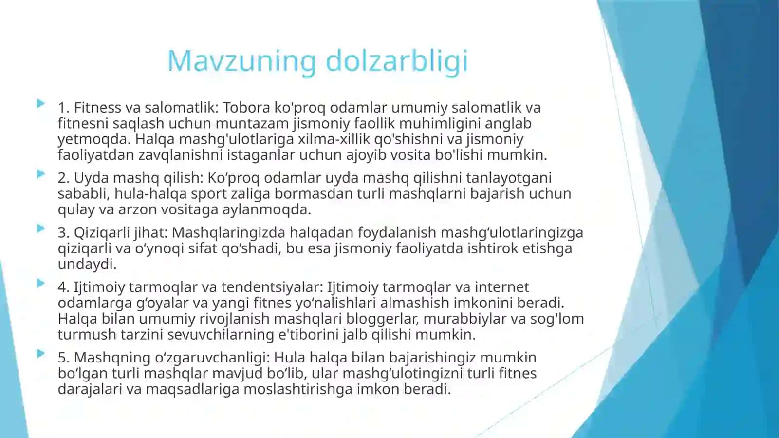 Halqa bilan bajariladigan umumiy rivojlanish mashqlar 3