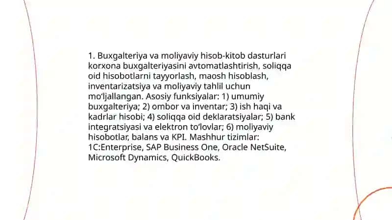 Iqtisodiyotda foydalaniladigan dasturiy mahsulotlar 3