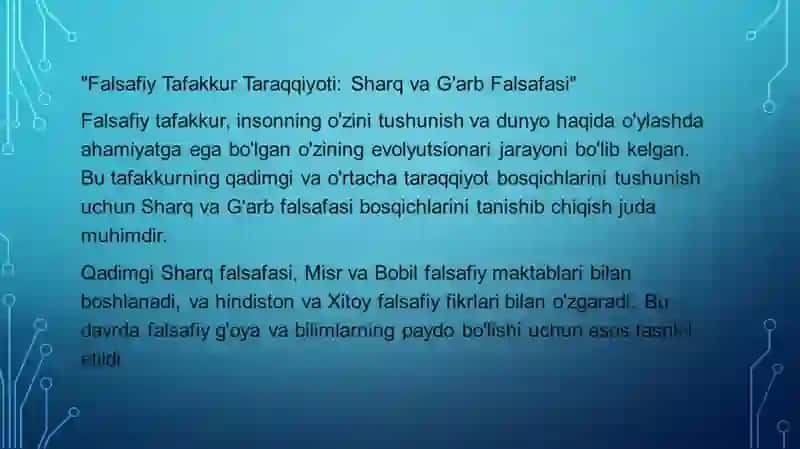 Falsafiy tafakkur taraqqiyotining asosiy bosqichlari 3