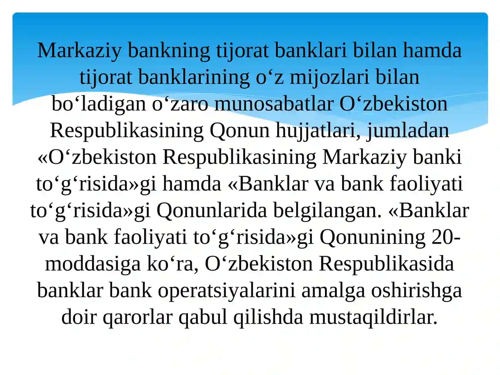 O‘zbekiston Respublikasi Bank tizimi 3