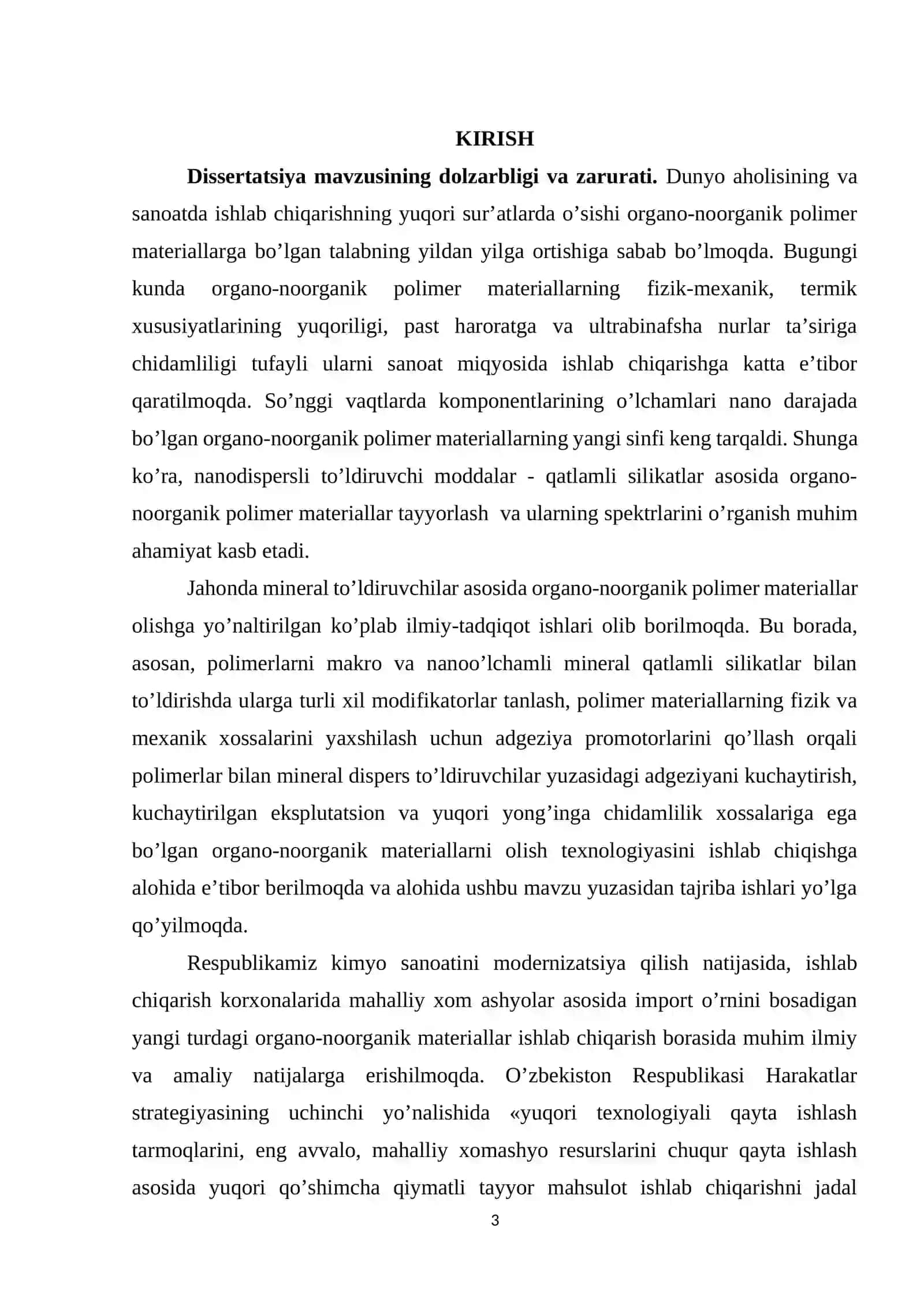 QATLAMLI SILIKAT MATERIALLAR ASOSIDA YUQORI DARAJADA TO’LDIRILGAN ORGANO – NOORGANIK POLIMER MATERIALLAR SPEKTRLARINI O’RGANISH 3