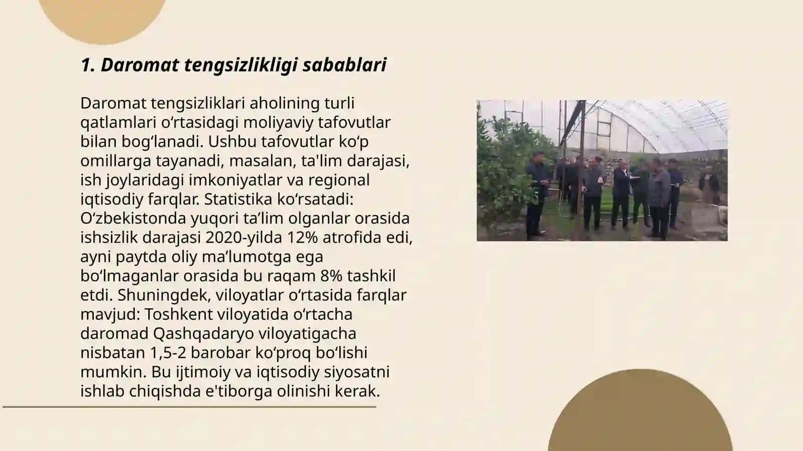 Daromat Tengsizlikligi va Kambagalikni Qisqartirish 3
