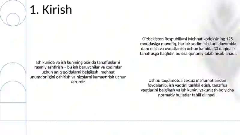 Tanaffuslarni va ish tugashini rasmiylashtirish 3