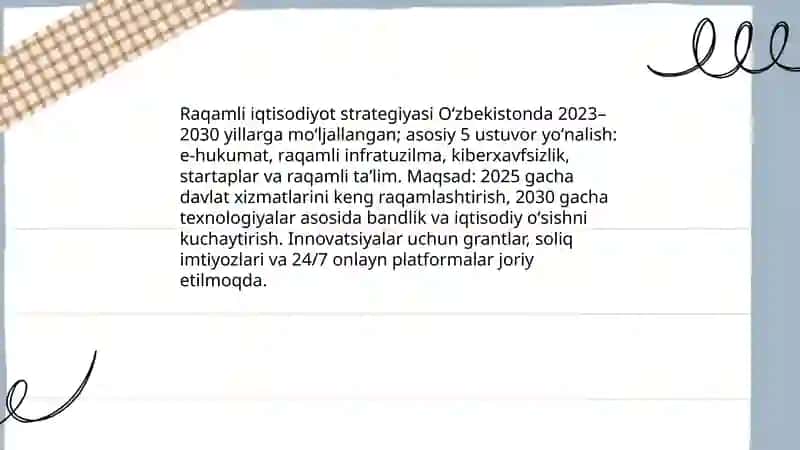 Oʻzbekistonda ijtimoiy-iqtisodiy sohalarni innovatsion rivojlantirish va raqamlashtirish odimlar 3