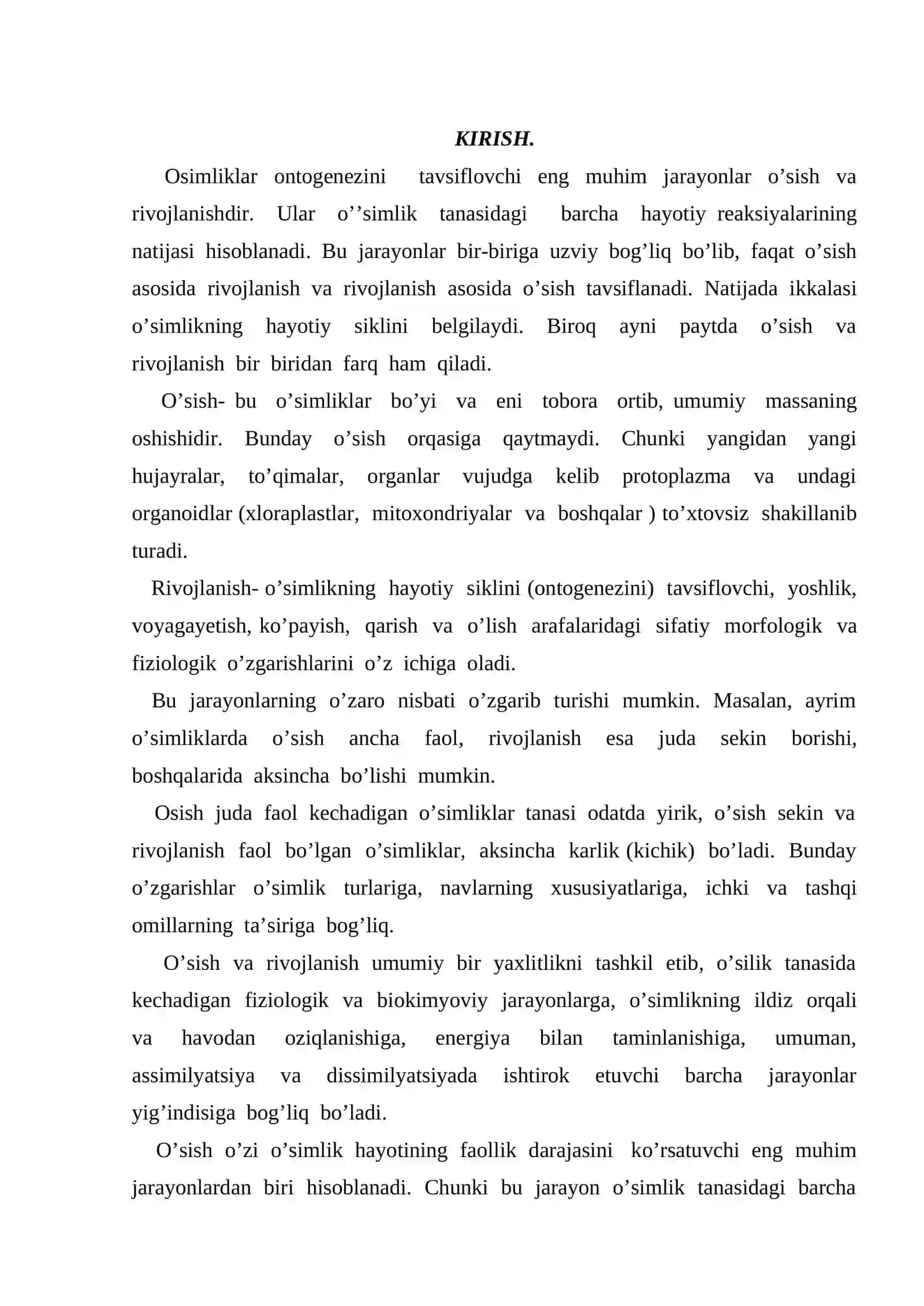 O’simliklarning Ontagenezi Fazalari kurs ishi 3