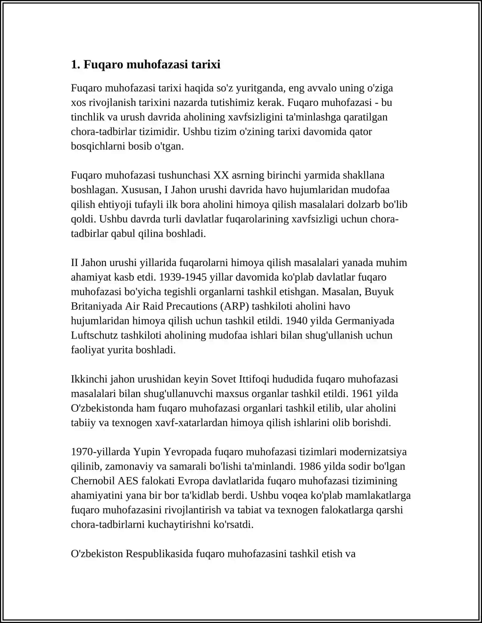 FAVQULODDA VAZIYATLAR VA FUQAROLAR MUHOFAZASI HAQIDA TUSHUNCHA 3