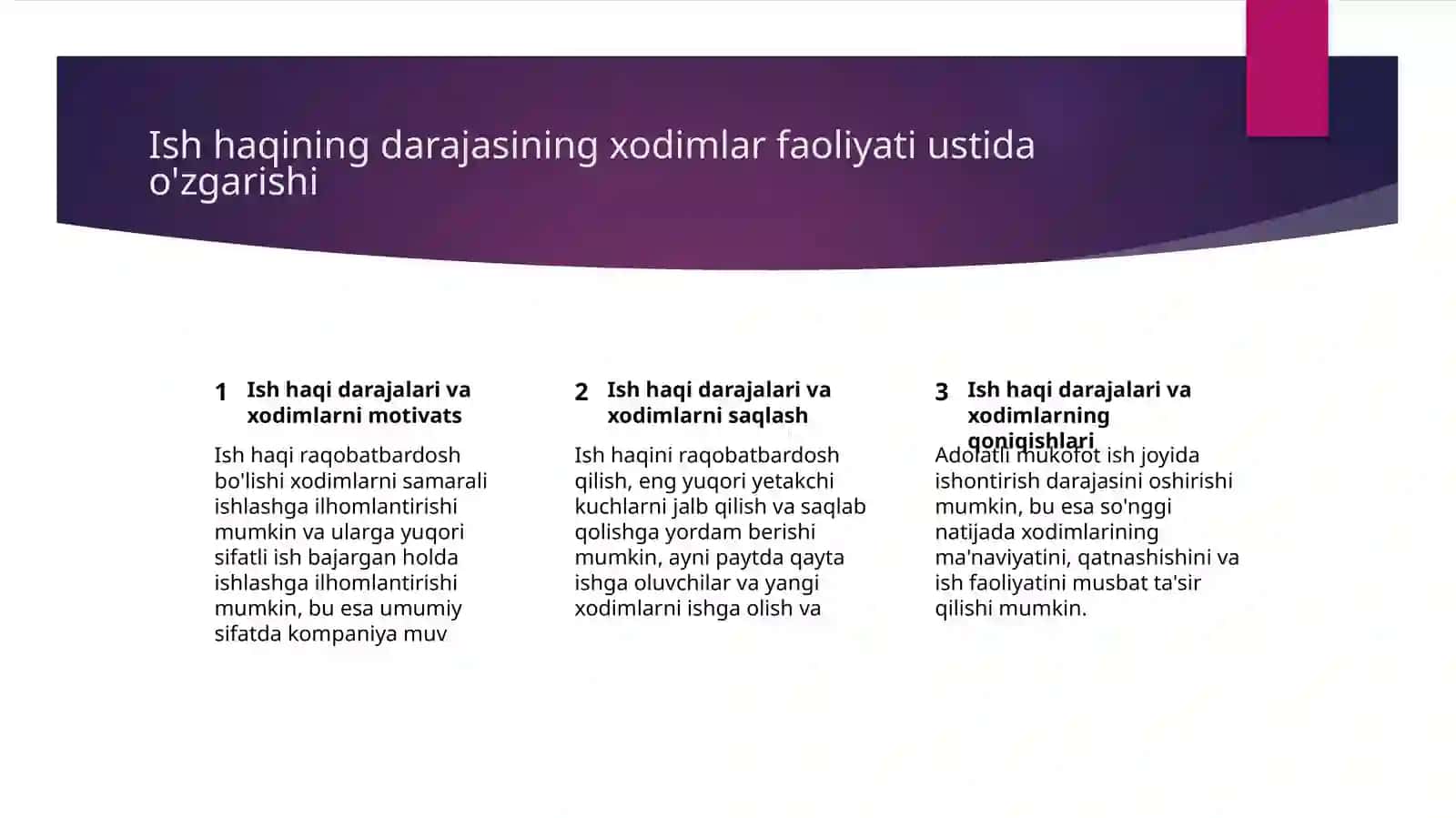 Turizm va mehmonxona xo'jaligi korxonalarida ish haqi va mehnat unumdorligi 3