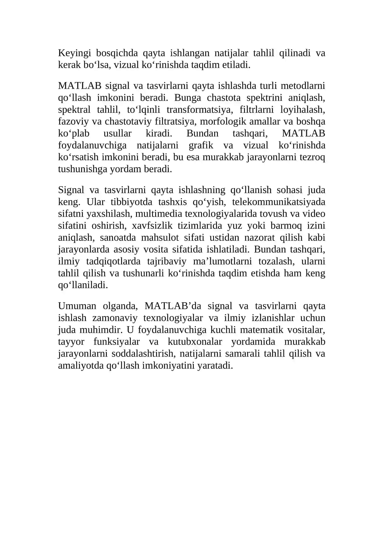 Signal va tasvirlarni qayta ishlash MATLAB'da 3