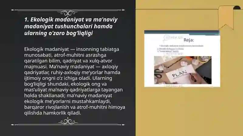 Ekologik madaniyatning maʼnaviy madaniyat tizimidagi oʻrni 3
