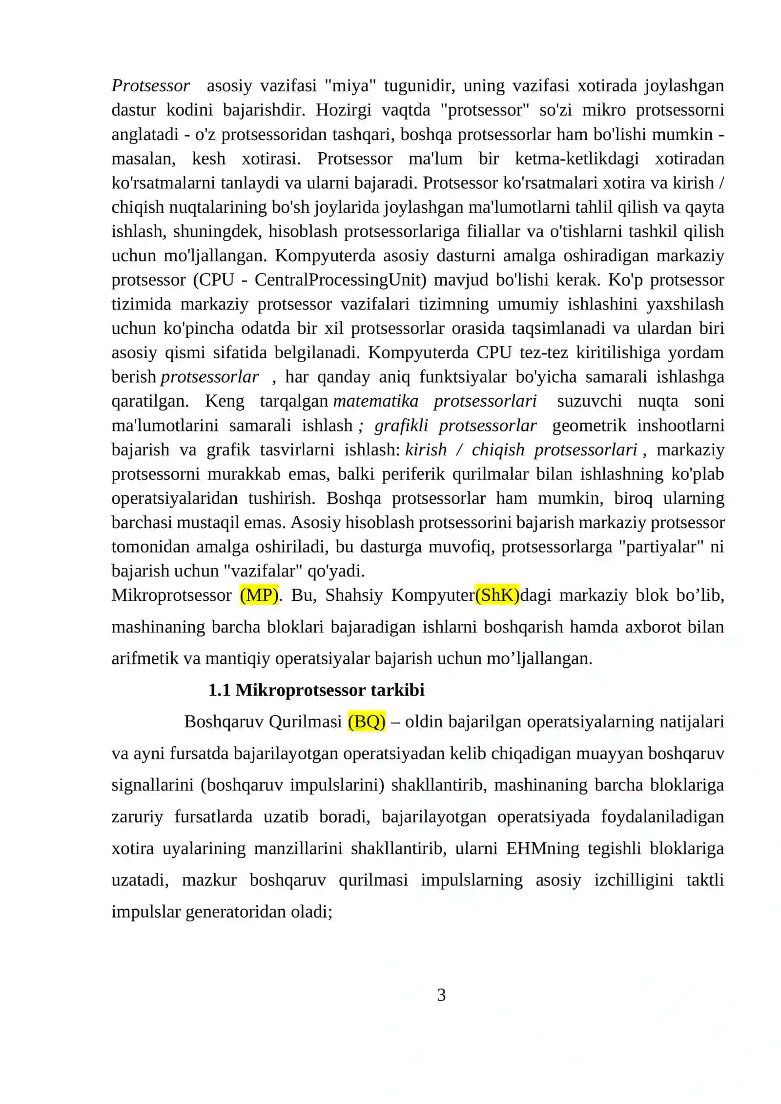 Hozirda ishlab chiqarilayotgan shaxsiy kompyuterlarning protsessorlari va ularning xususiyatlari 3