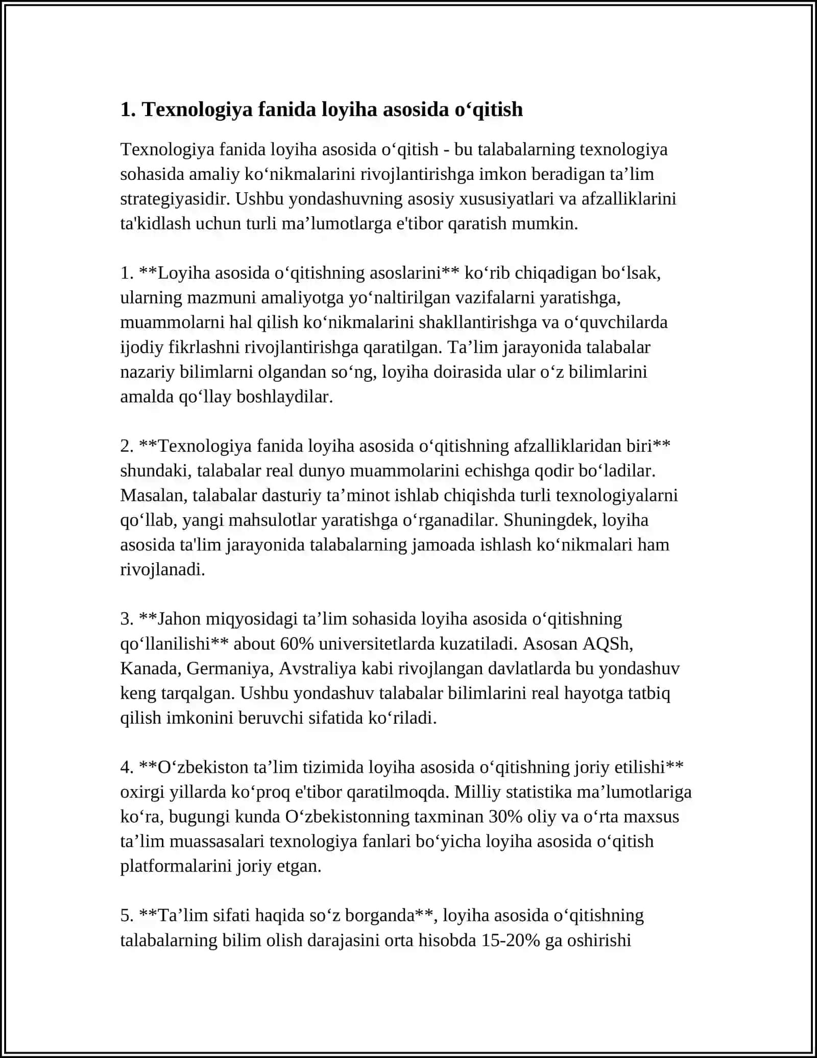 TEXNOLOGIYA FANIDA KO‘PROQ SAMARA BERADIGAN O‘QITISH SHAKLLARI 3