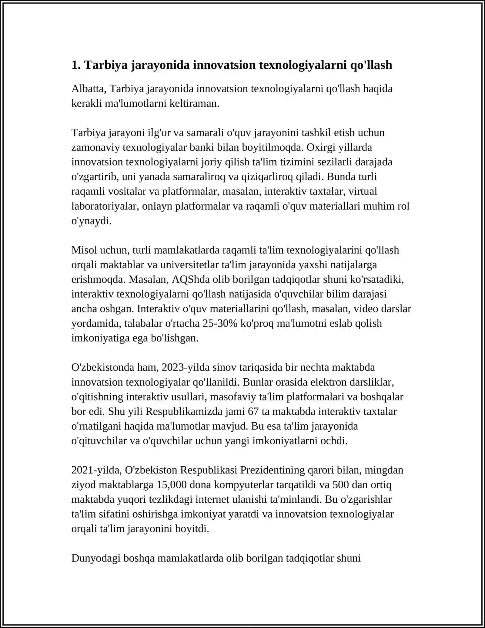 Tarbiya jarayonida innovatsion texnologiyalarni qo'llash 3