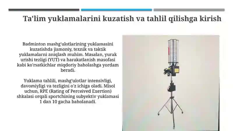 Badminton mashg'ulotlarining yuklamalarini nazorat va tahlil qilishuslublari 3