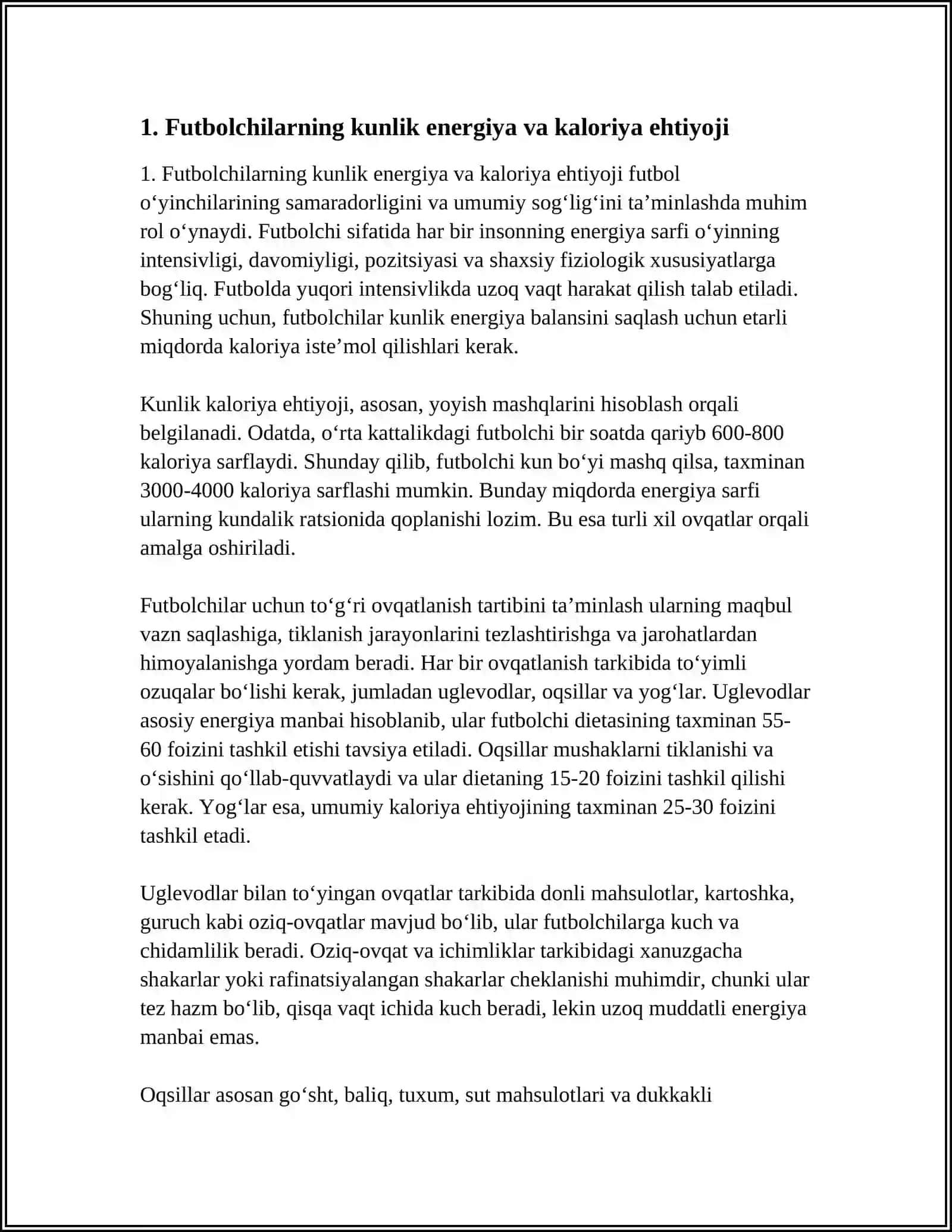 Futbolchilarning Ovqatlanishi va Sport Dietasi 3