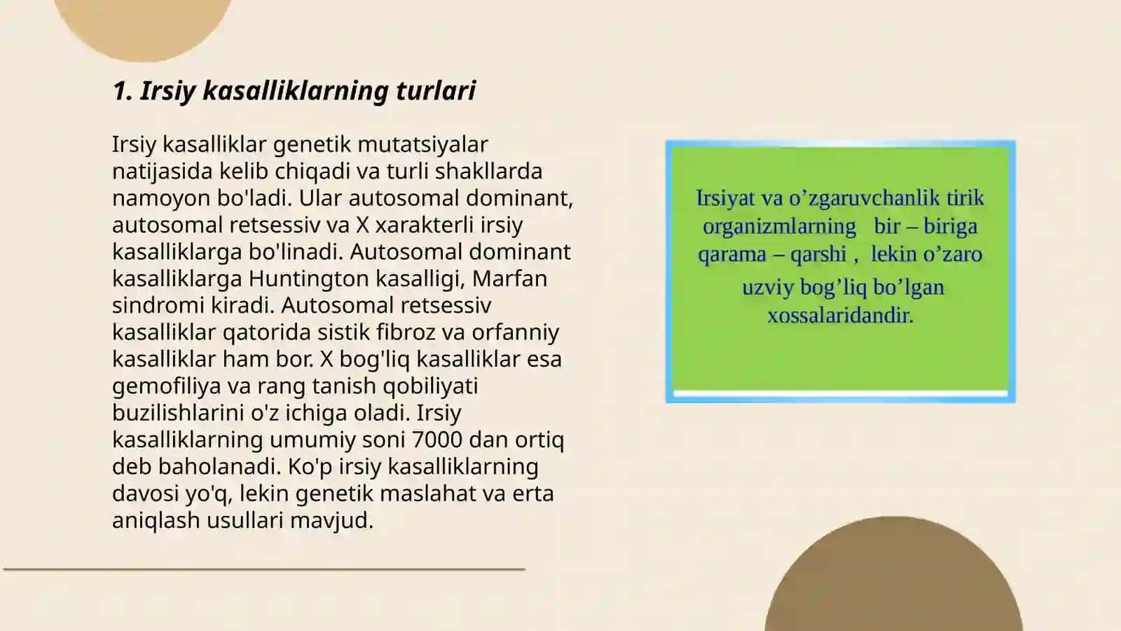 Irsiyat va irsiy kasalliklari 3