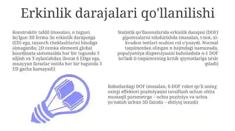 Erkinlik darajalari qo'llanilishi 3