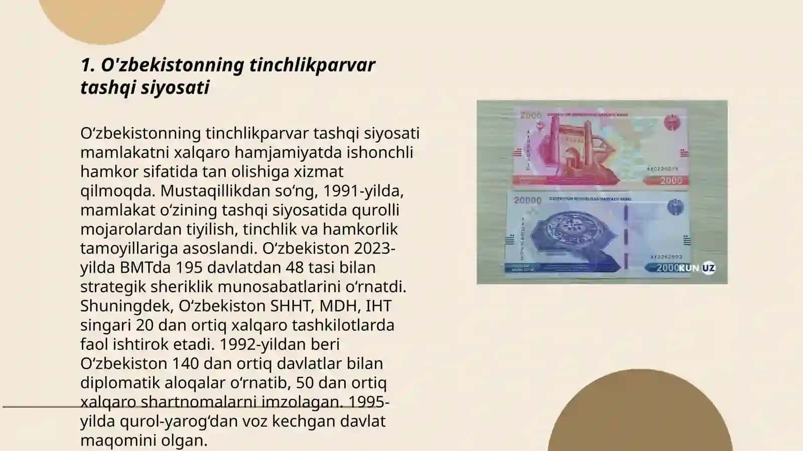 O'zbekistonning Markaziy Osiyoda tinchlik va barqarorlikni ta'minlashdagi o'rni 3