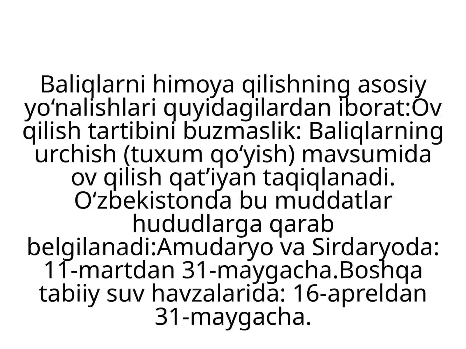 Baliqlarni muhofaza qilish va ularni oziq-ovqatlanishning o'zgaruvchilari 3