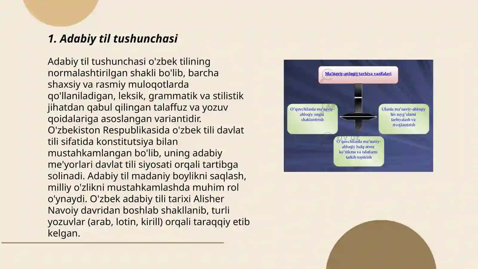Oʻzbek adabiy til meʼyorlari mavzusida taqdimot tayyorlash 3