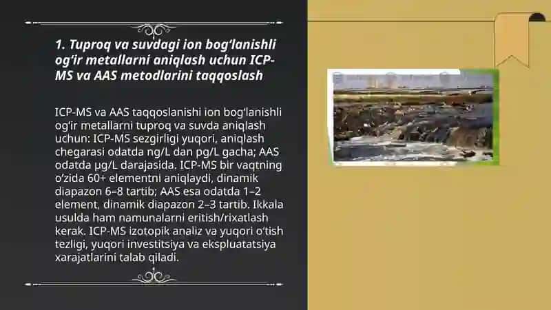 Tuproq va suvdagi ion bog'lanishli og'ir metallarni aniqlash uchun ICP-MS va AAS metodlarini taqqoslash 3