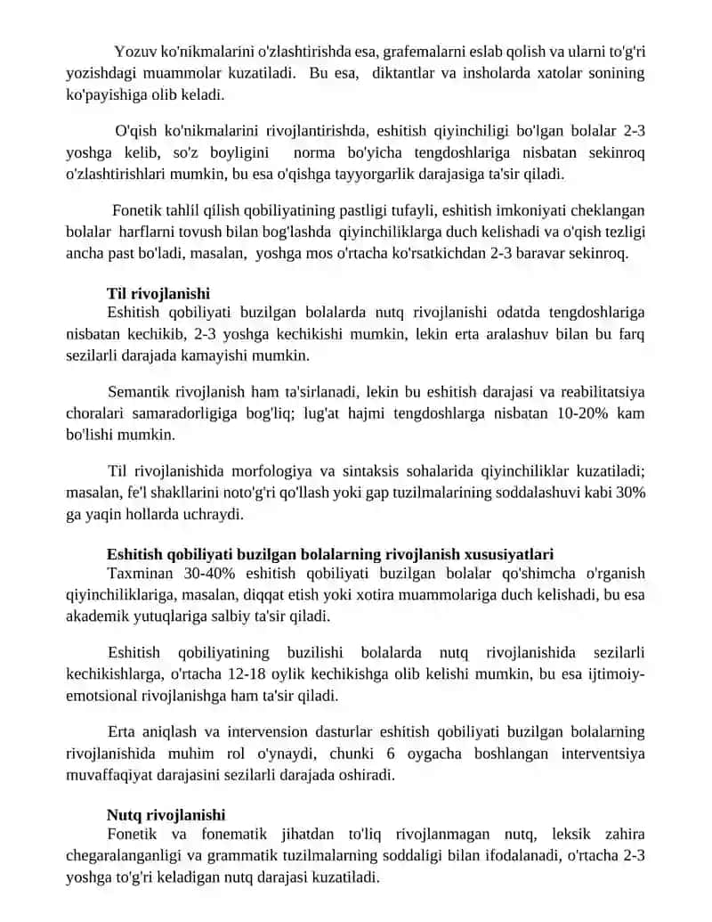 ESHITISHDA NUQSONI BOʻLGAN BOLALAR RIVOJLANISHINING ÕZIGA HOS XUSUSIYATLARI 3