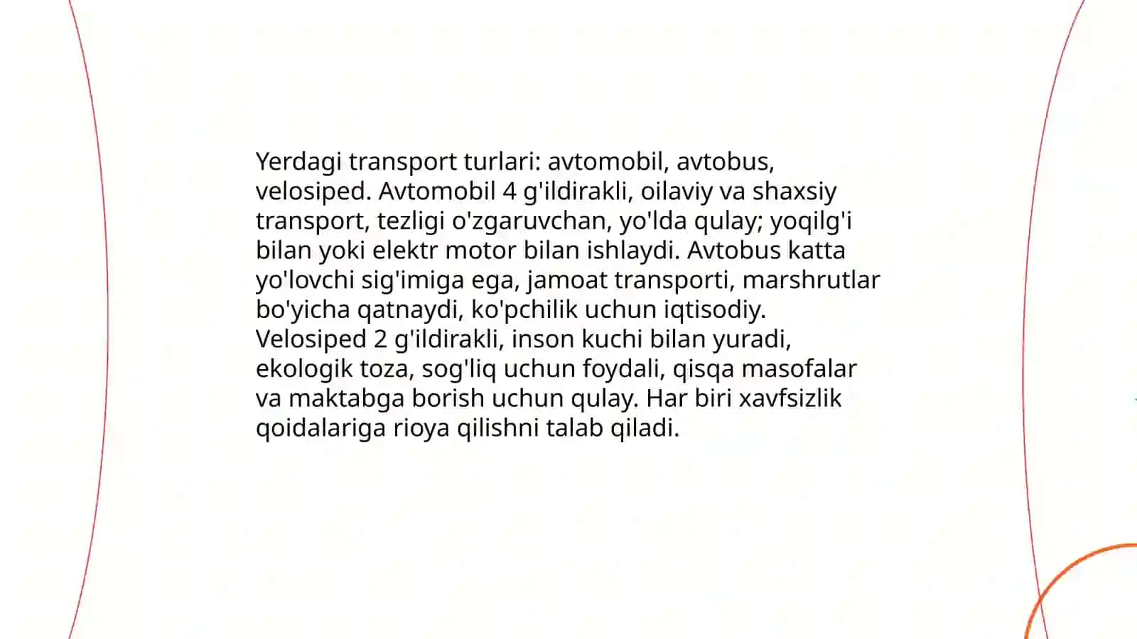 1 sinflarga tabiiy fanidan Qanday transport turlari mavjud 3