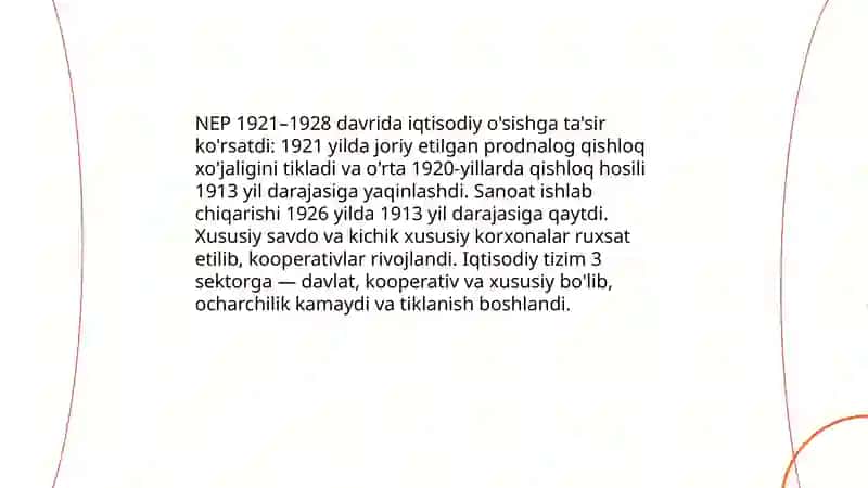Yangi iqtisodiy siyosat NEP yutuq va zidiyatlar 3
