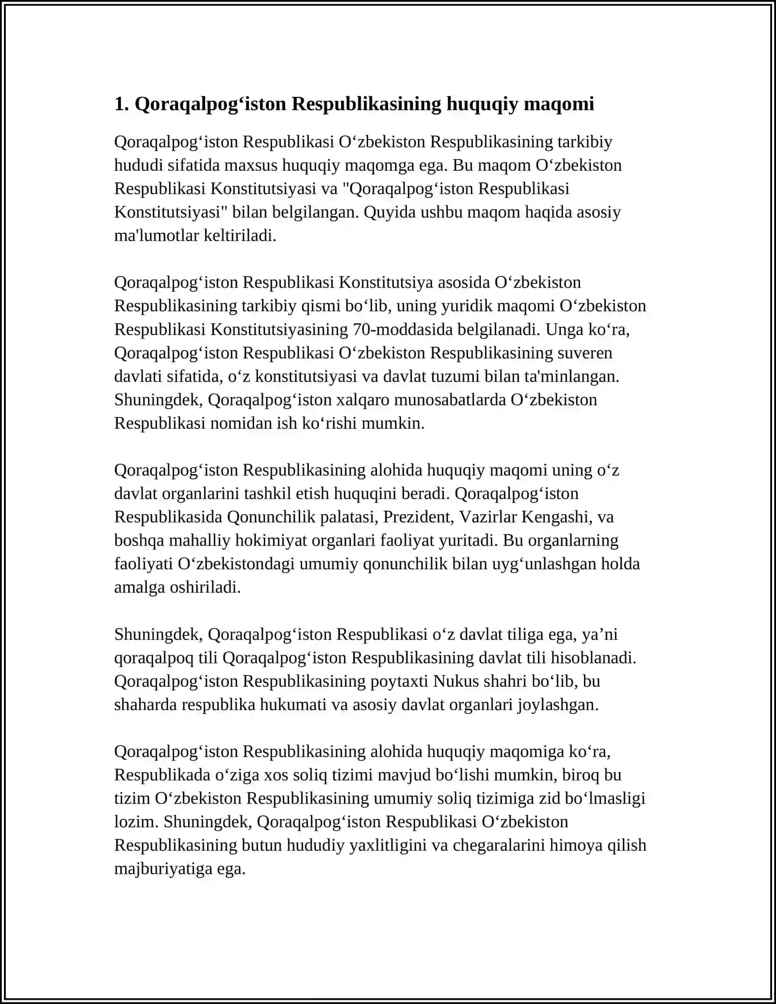 Qoraqalpogʻiston Respublikasi Konstitutsiyasi va Davlat Tuzilishi 3