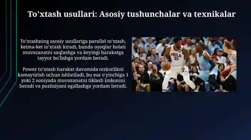 To'xtash, burilish, aylanish harakatlari texnikasini oʻrgatish 3