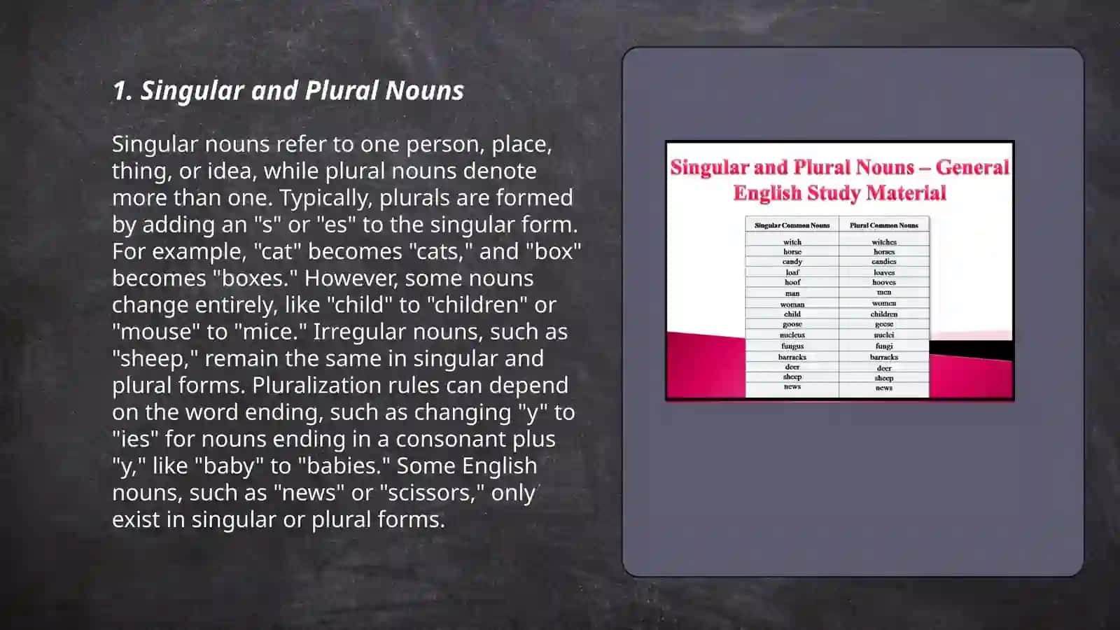 Singular and plural 3