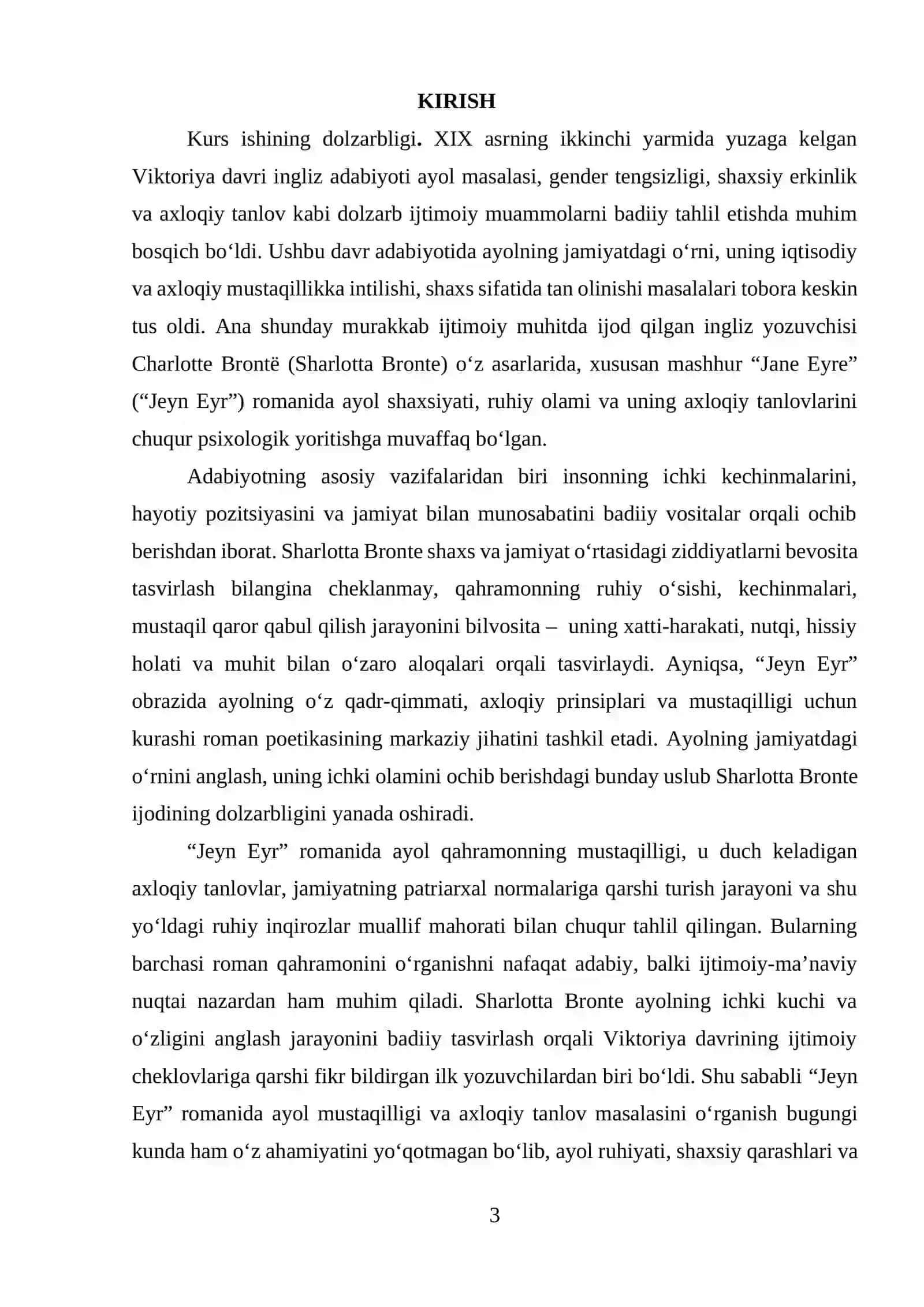 Sharlotta Brontening "Jane Eyre" romanida ayol mustaqilligi va axloqiy tanlov 3