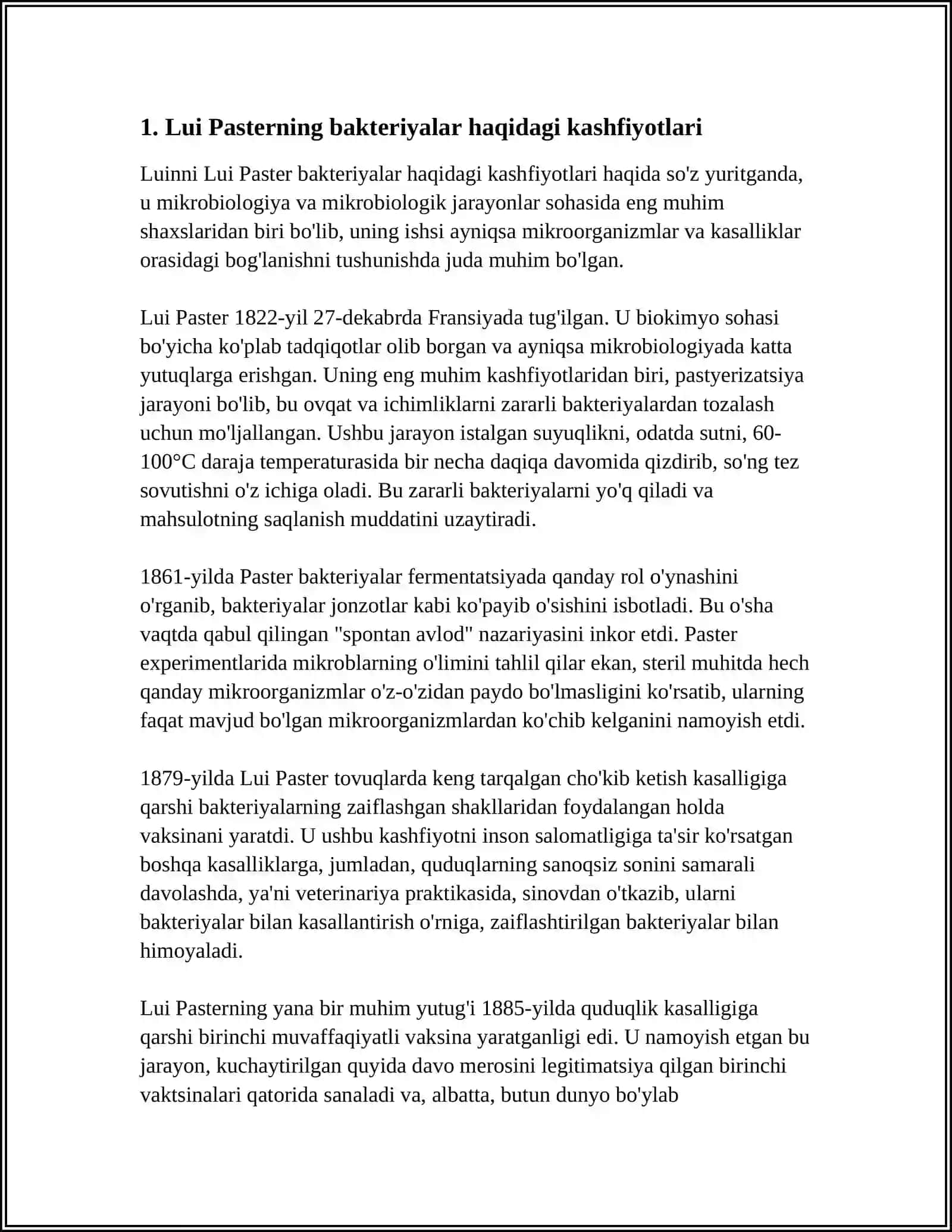 Luinni Lui Paster Bakteriyalar Haqidagi Kashfiyotlari 3