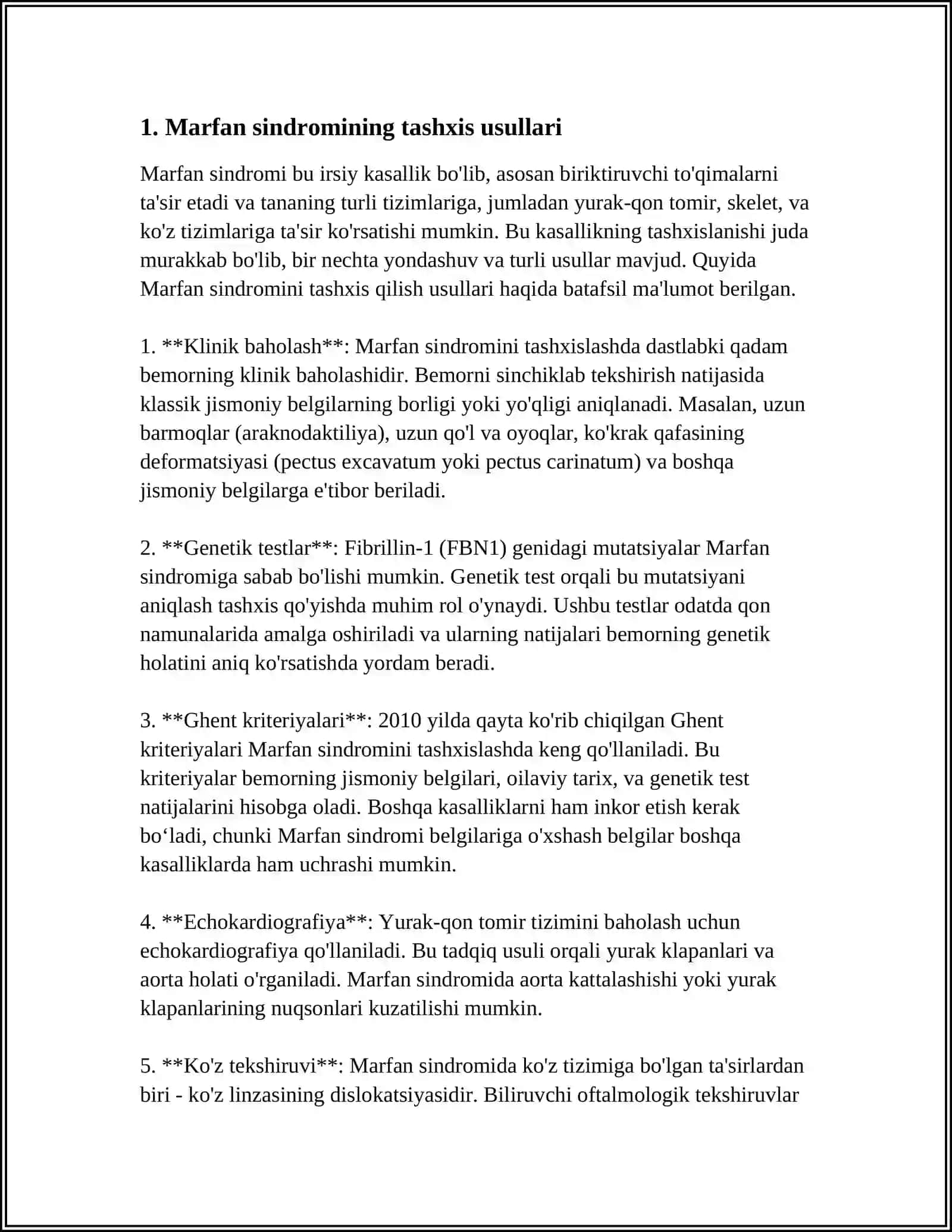 TIBBIYOTDA MARFAN SINDROMI HAQIDA MAʼLUMOT 3