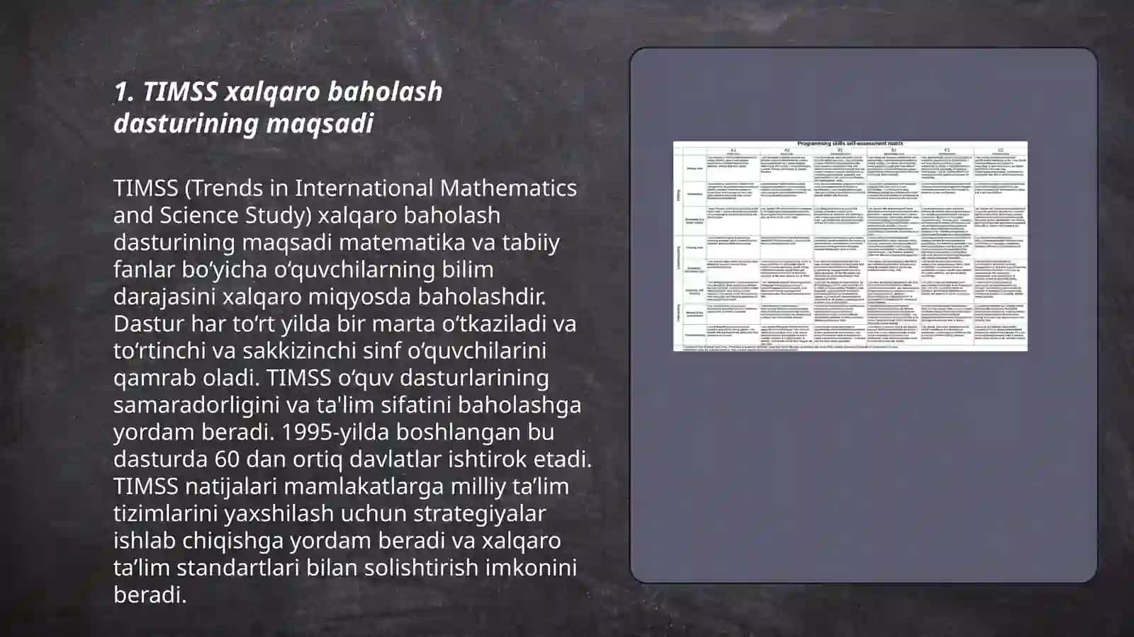 TIMSS xalqaro baholash dasturi 3