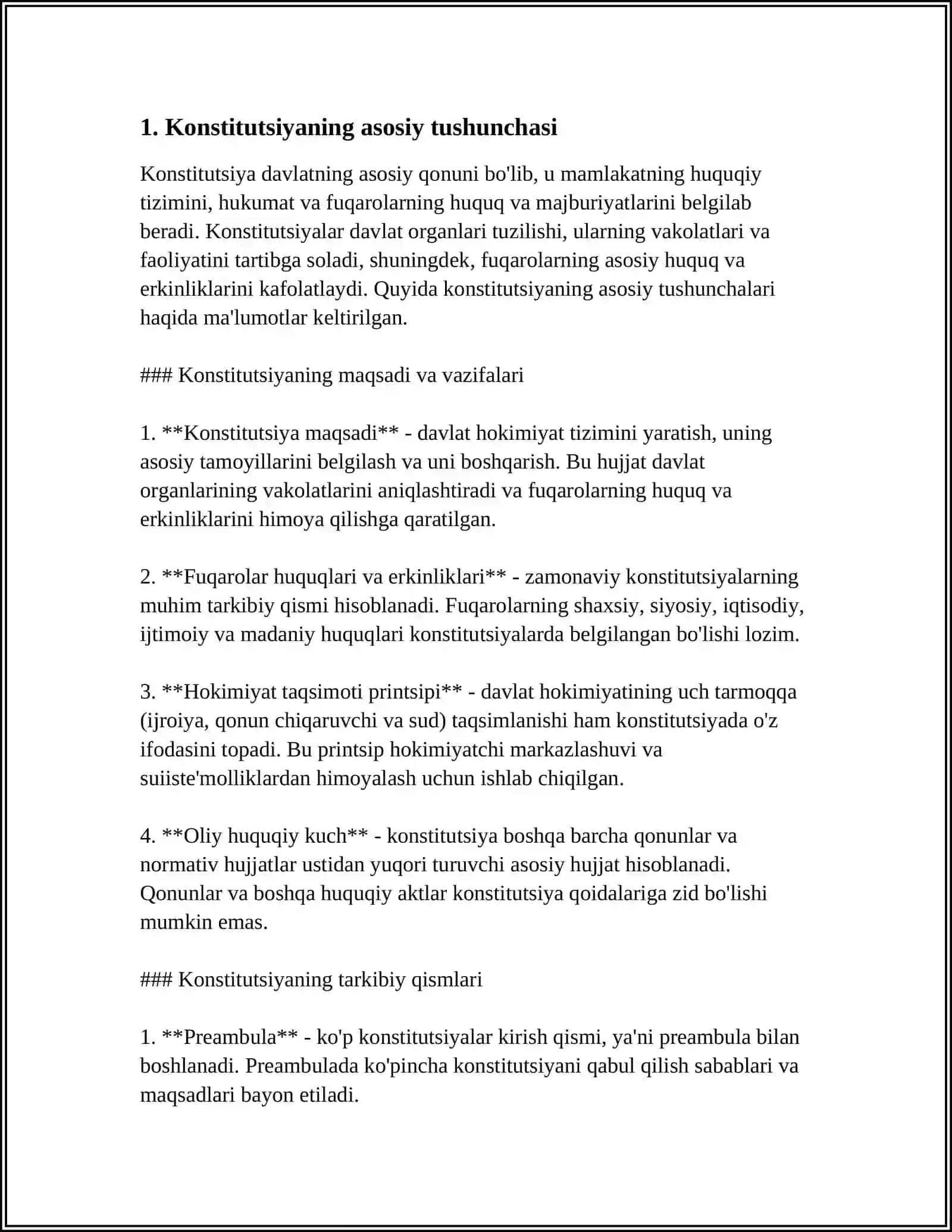 KONSTITUTSIYA TUSHUNCHASI,MOHIYATI VA BELGILARI KONSTITUTSIYALARNING FUNKSIYALARI VA ULARNING TURLARI 3