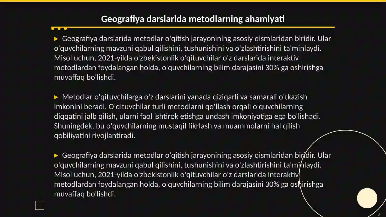 Geografiya darslarini oʻqitish metodlarini tanlash tamoyillari 3