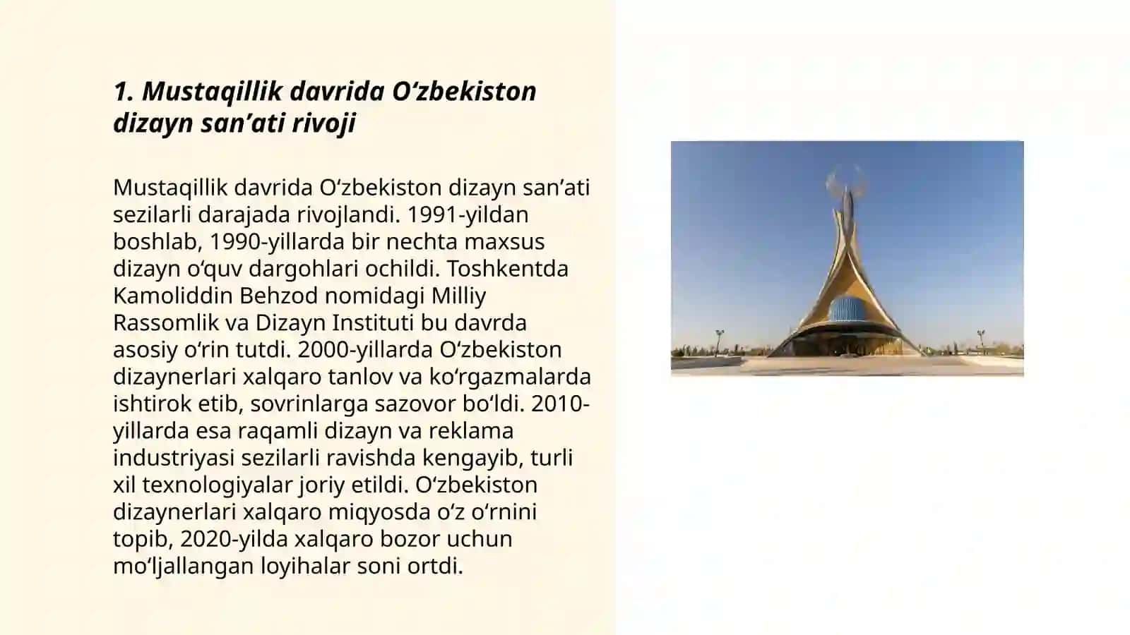 Mustaqillik davri Oʻzbekiston dizayn sanʼati 3