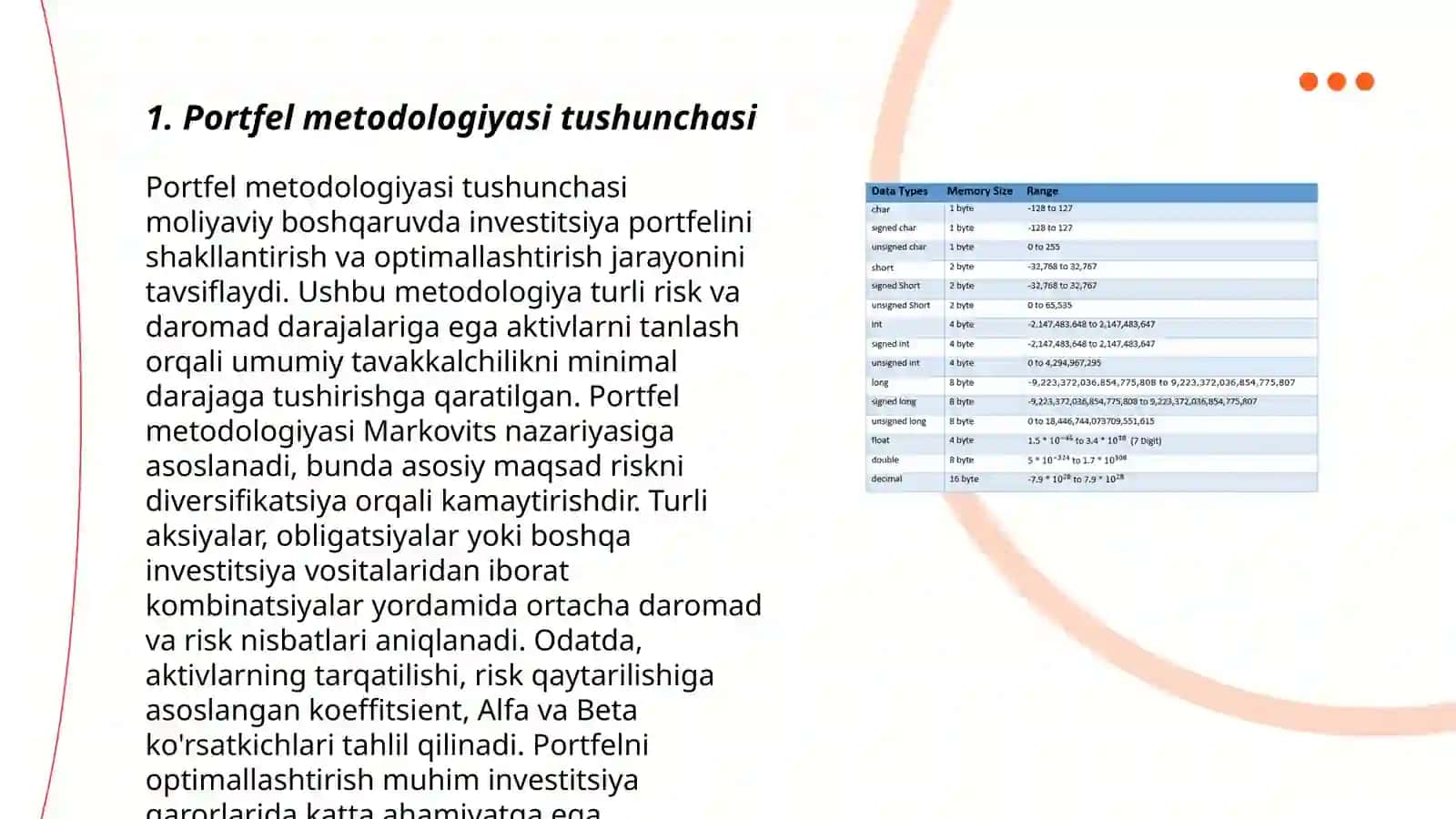 Portfel metodologiyasi tushunchasi 3