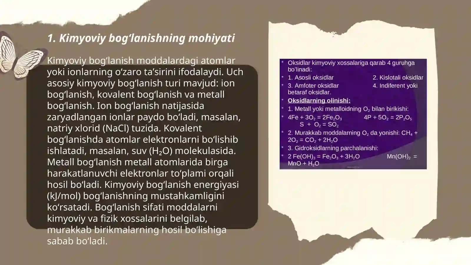 Kimyoviy bogʻlanish. Turlari va xossalari 3