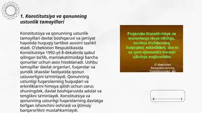 Konistitutsiya va qonunning ustunligi. Huquq ustuvorligi va konistitutsiyang ustunligi 3