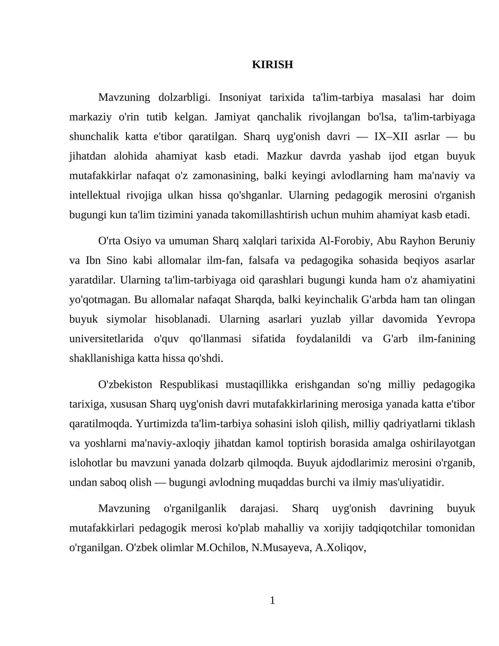 Sharq uyg'onish davrida pedagogik fikrlarning rivojlanishi. Abu Rayhon Beruniy, Ibn Sino, Al-Forobiyning pedagogik qarashlari 3