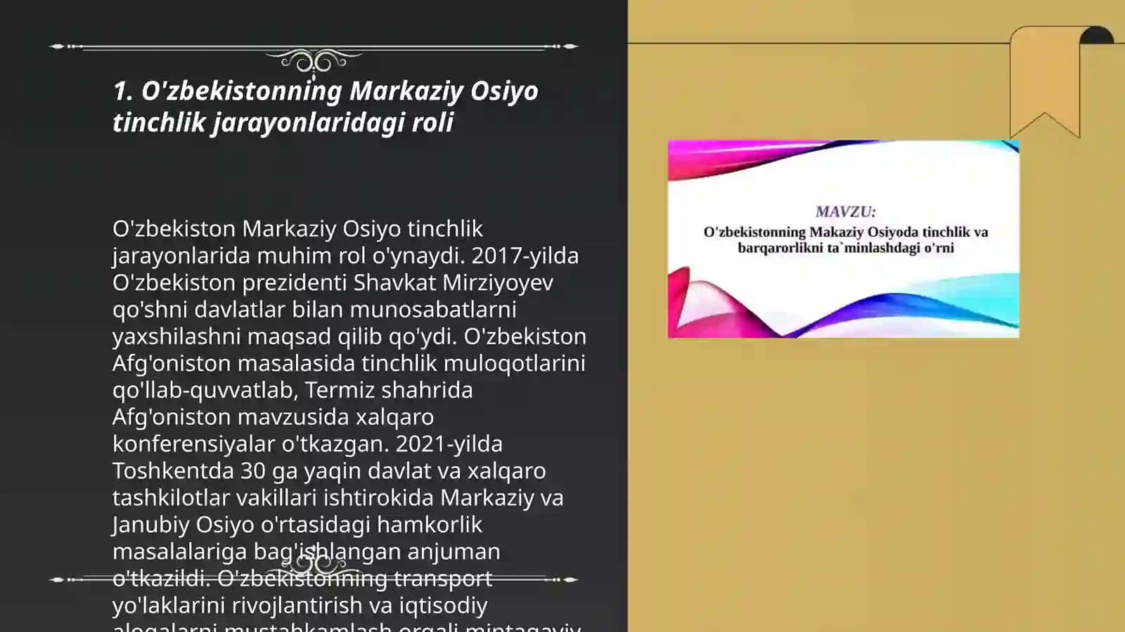 O'zbekiston Markaziy Osiyoda tinchlik va barqarorlikni taminlashdagi ōrni 3