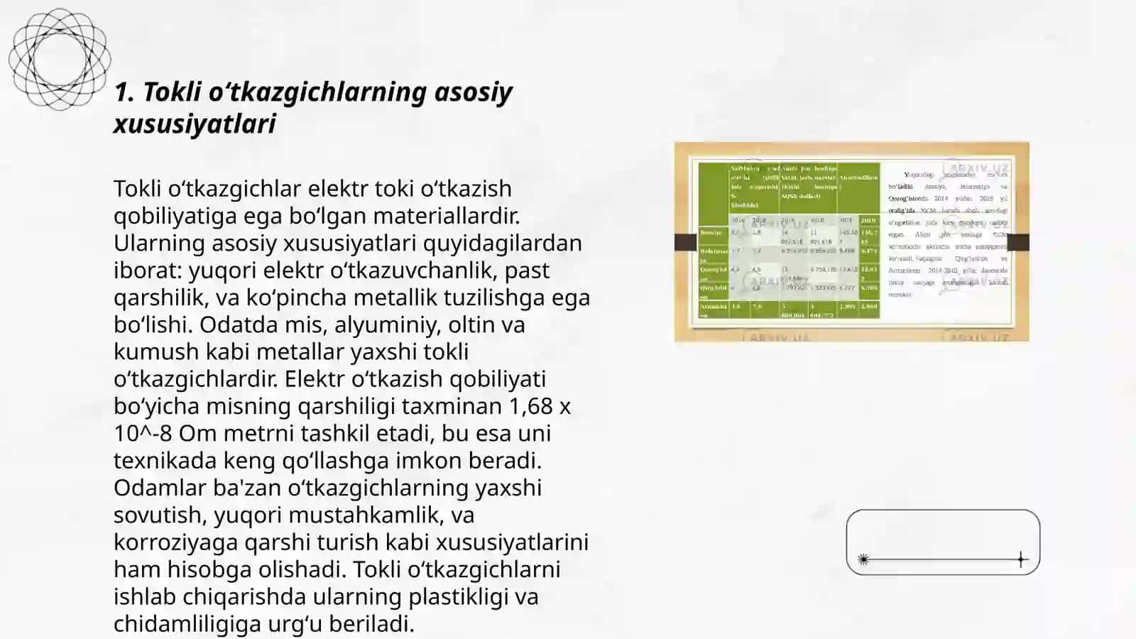 Tokli oʻtkazgichlarning asosiy xususiyatlari 3