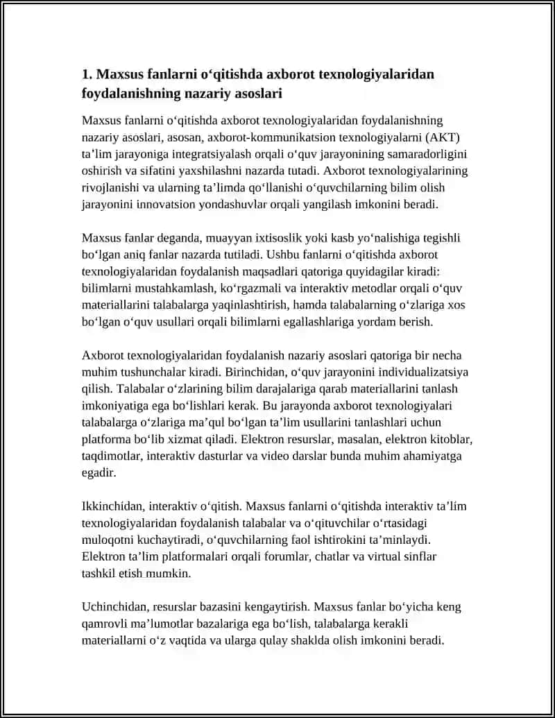 MAXSUS FANLARNI OʻQITISHDA AXBOROT TEXNALOGIYALARNI Foydalanishning Nazariy Asoslari 3