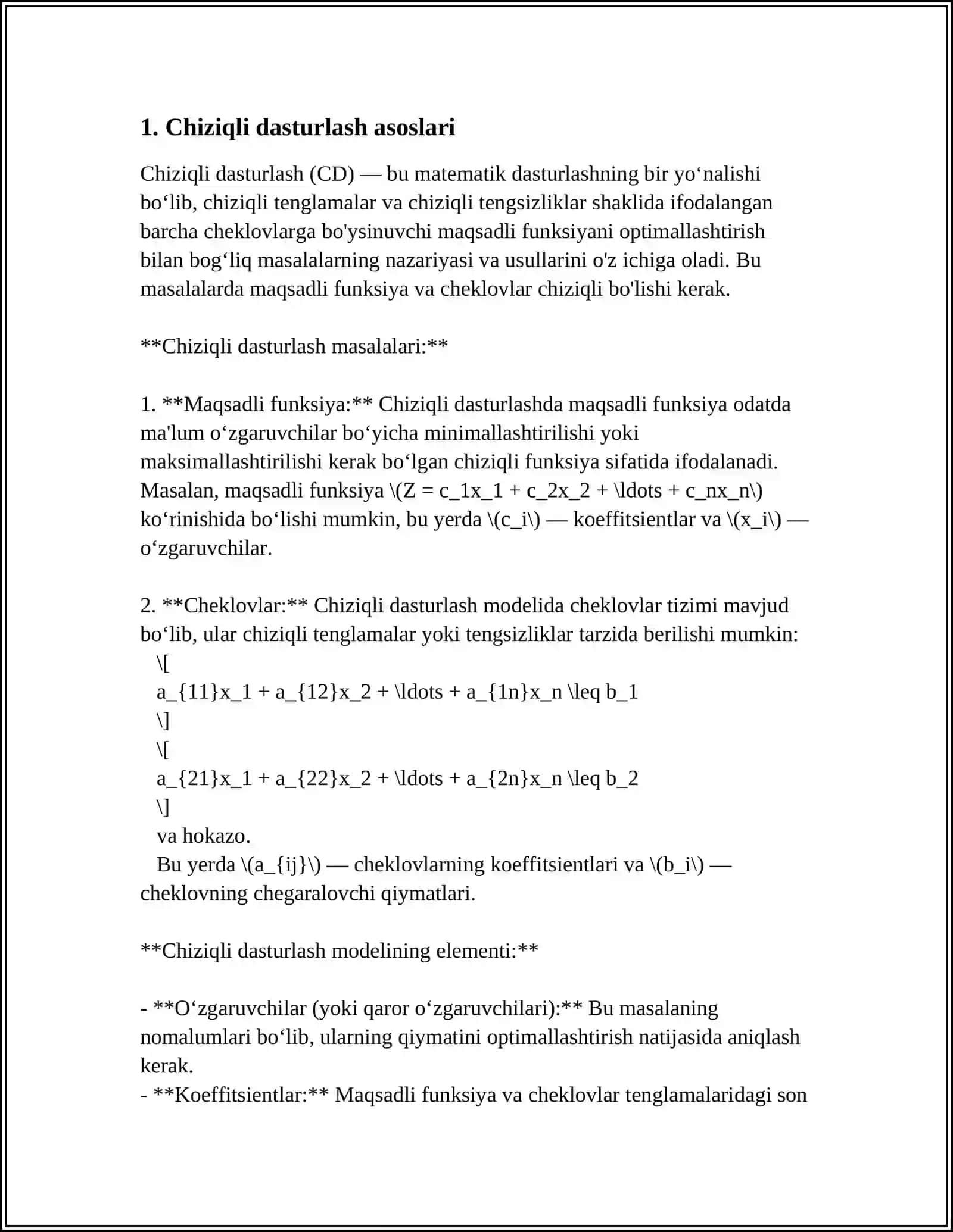 IQDISODIY MASALALARNI SIMPLEKS USULDA YECHISH 3