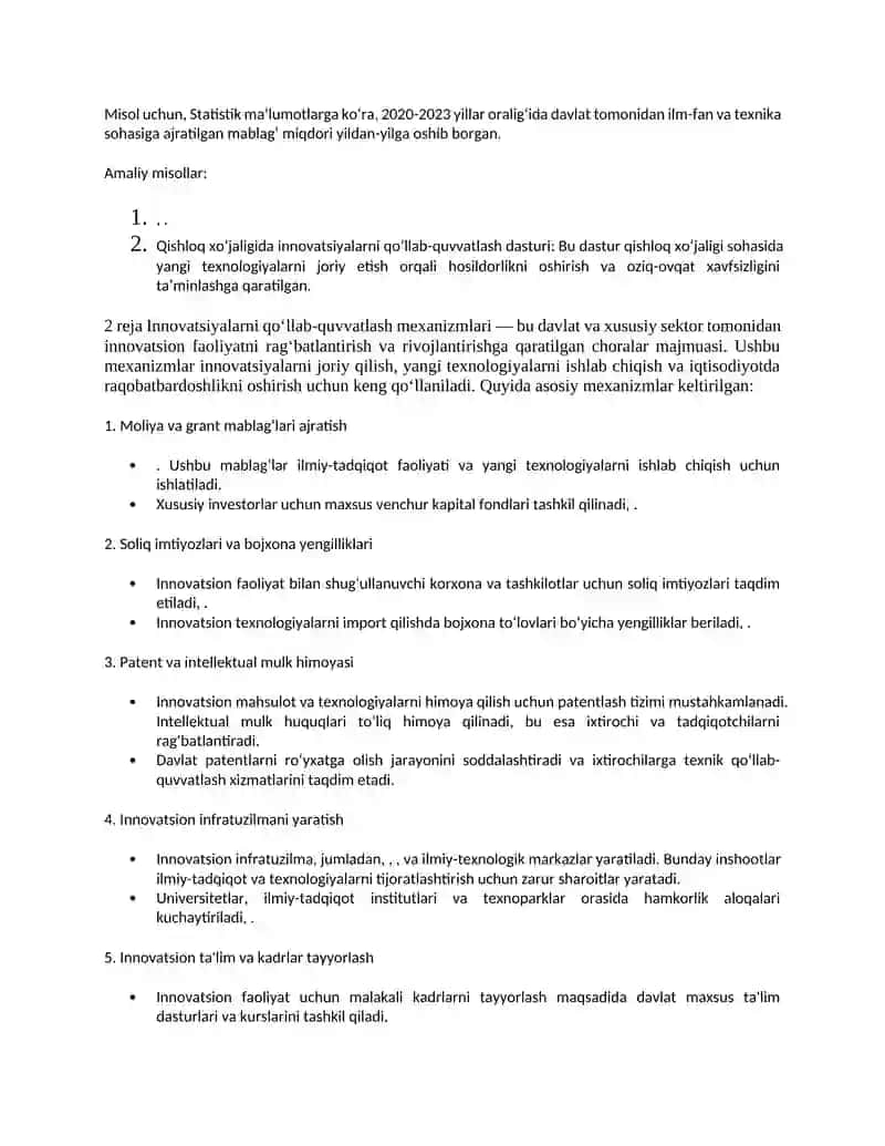 Ilm-fan, ilmiy faoliyat, ixtirochilik va innovatsion faoliyatni qo‘llab-quvvatlash 3