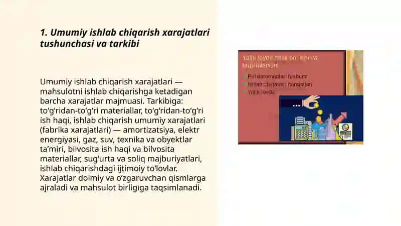 Umumiy ishlab chiqarish xarajatlari tarkibi, taqsimlanishi hisobi 3