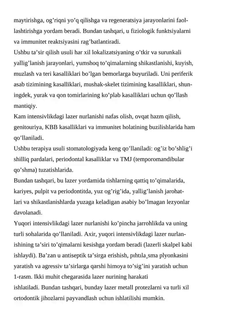 LAZERLARNING TIBBIYOTDA QO‘LLANISH 3
